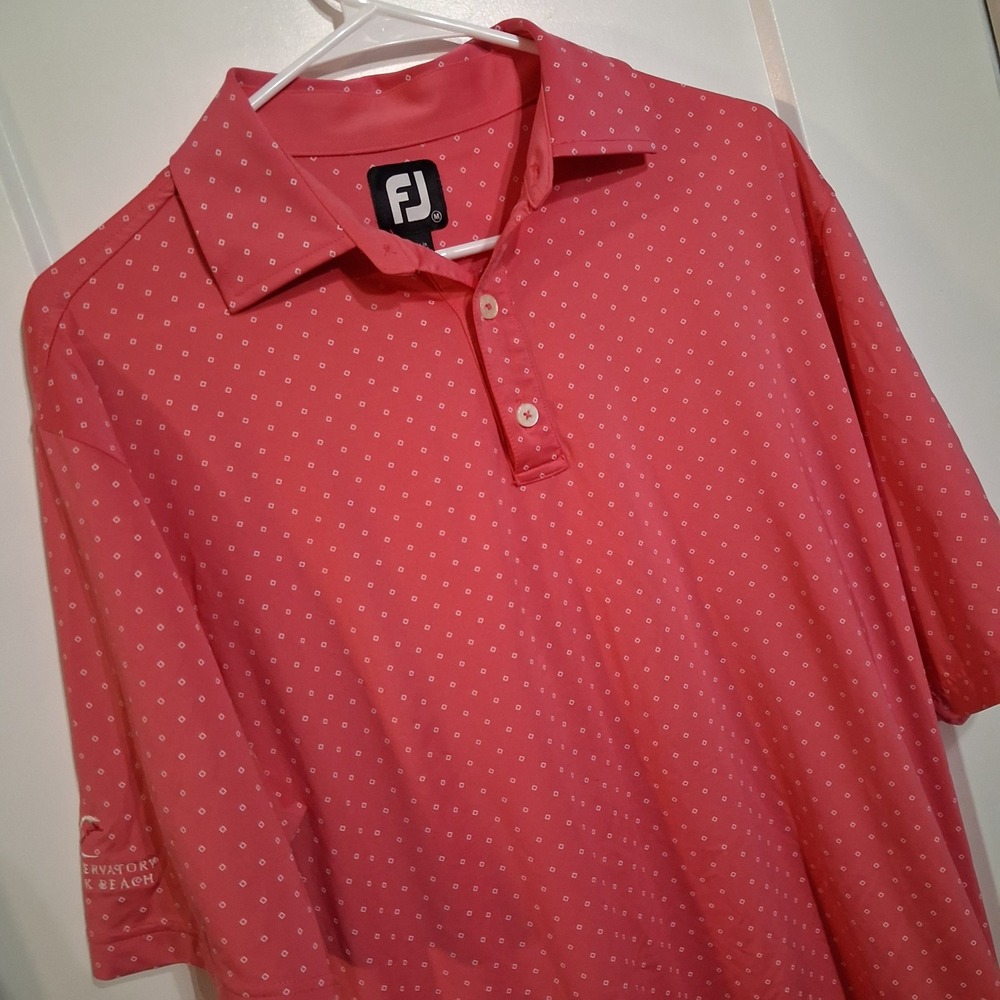 FootJoy Polo Shirt Mens M Pink Geometric Ocean Course Hammock Beach Golf Top